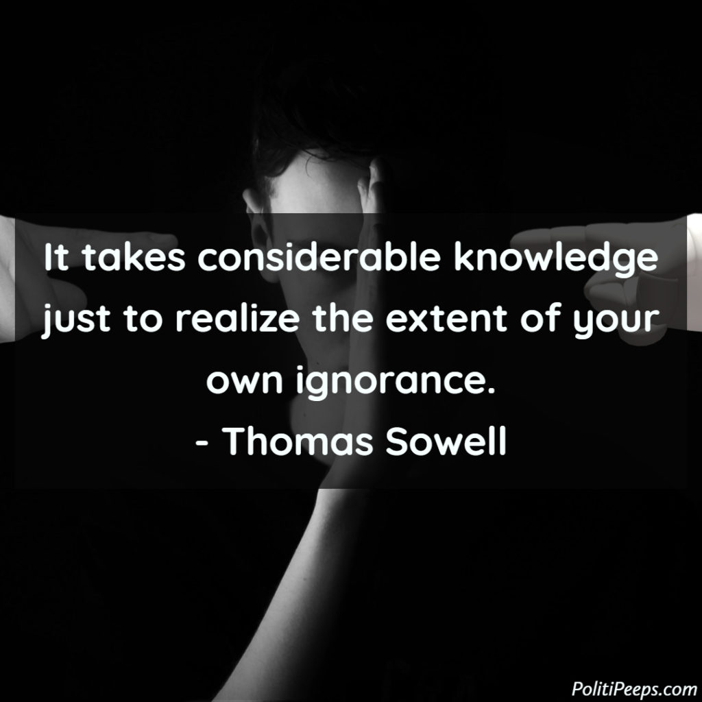 It takes considerable knowledge just to realize the extent of your own ignorance. -  Thomas Sowell