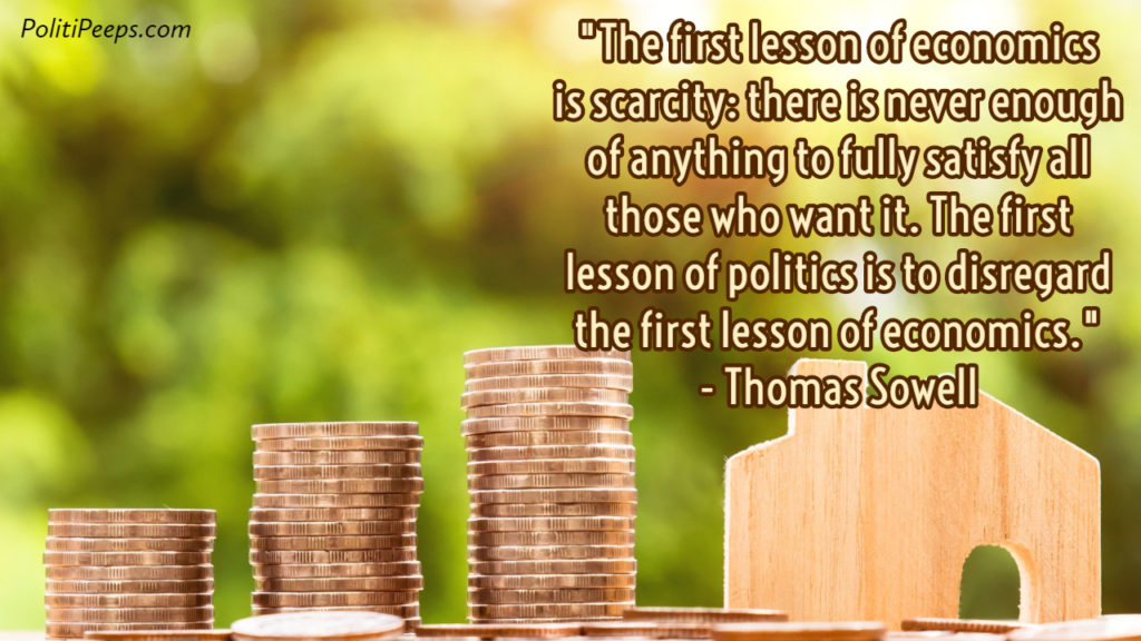 The first lesson of economics is scarcity: there is never enough of anything to fully satisfy all those who want it. The first lesson of politics is to disregard the first lesson of economics. - Thomas Sowell